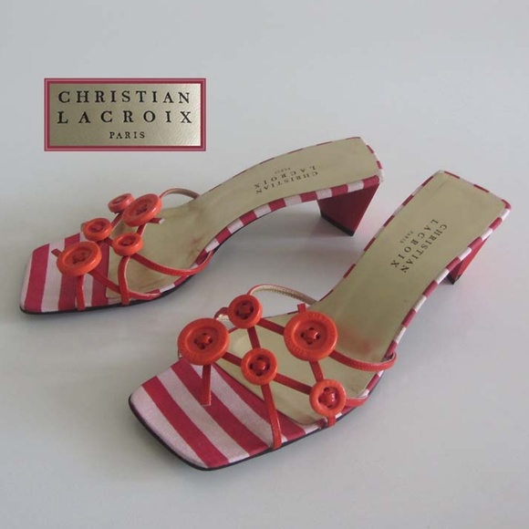Christian Lacroix Shoes - new CHRISTIAN LACROIX logo buttons slide sandals 8